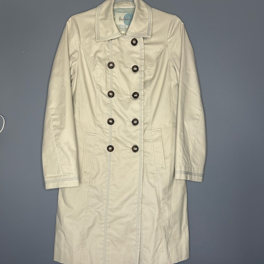 Boden Womens Trench Coat Khaki 6 *no belt* Academia Classiccore Closet Staple - Picture 15 of 16